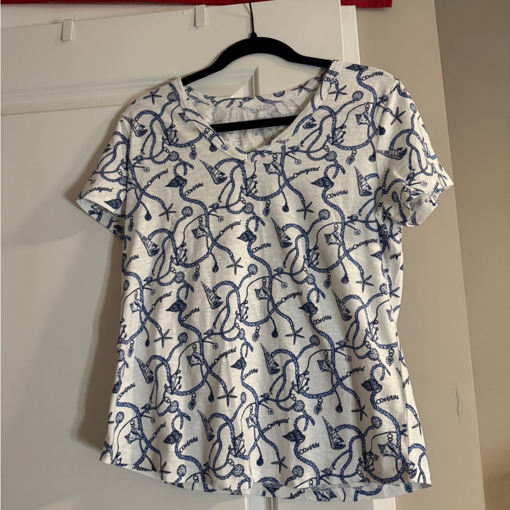 Vineyard Vines Blue and White Nautical Short Sleeve Tee
